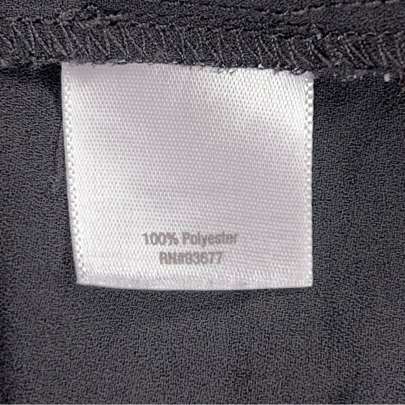 Large Ana Black Collar Style Blouse Flowy Chiffon 3/4 Sleeve Goth - Picture 12 of 14